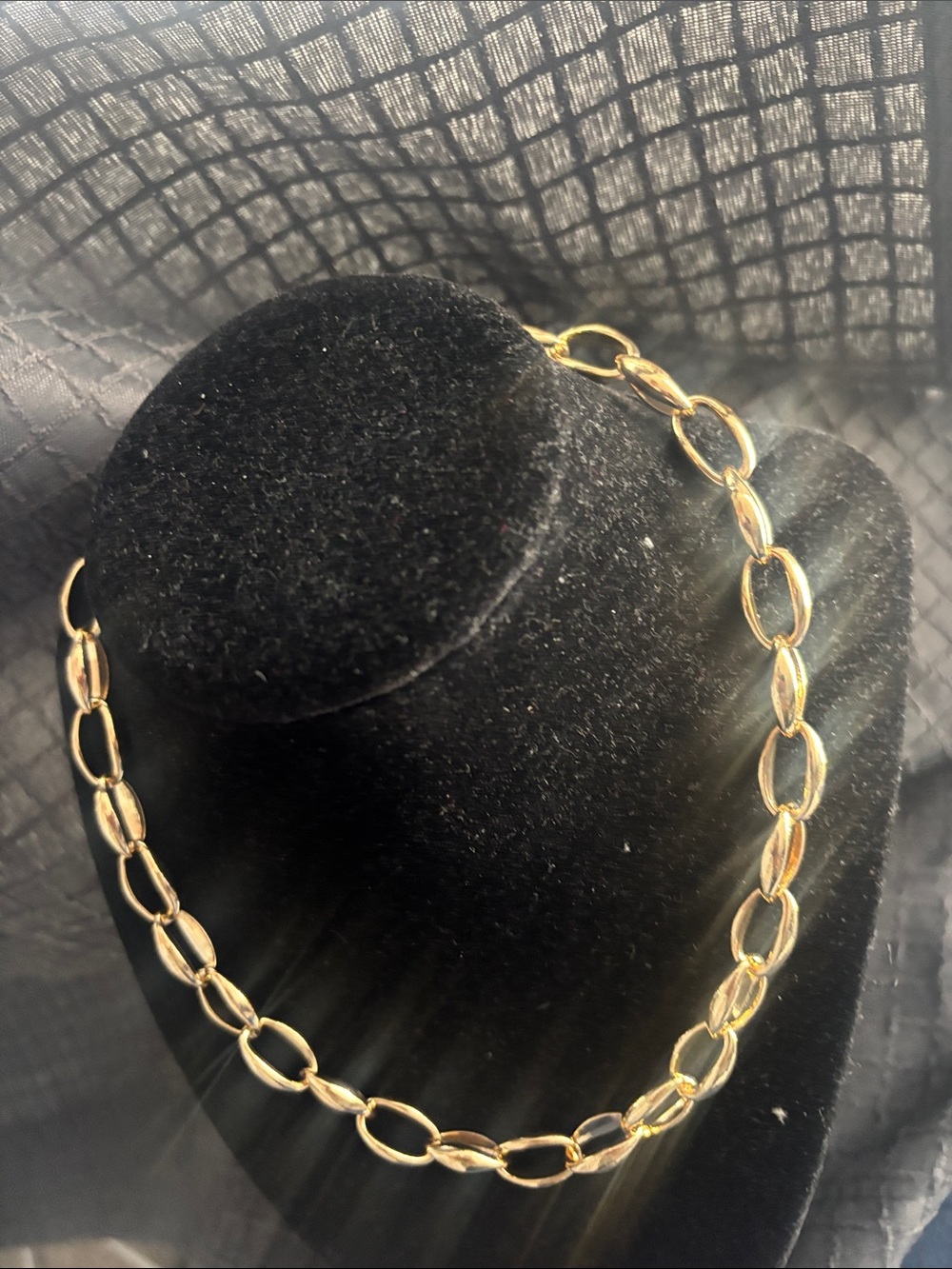 Gold Tone Oval Link Necklace - Women Jewelry